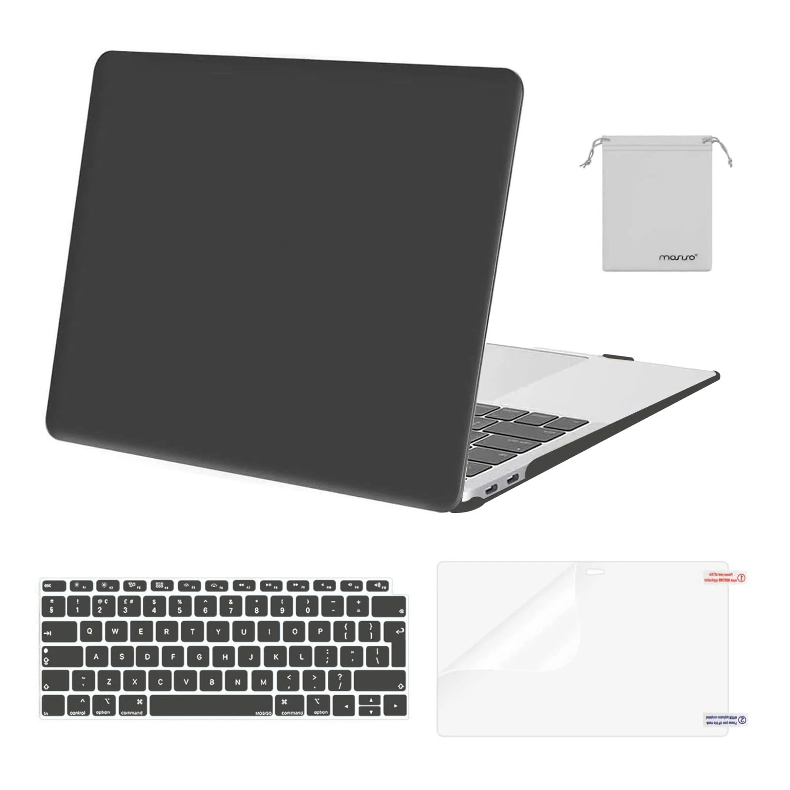 MOSISO Compatible with MacBook Air 13 inch Case M1 2021 2020 2019 2018, Hard Shell for MacBook Air M1 Case 13.3 inch A2337 A2179 A1932 & Keyboard Cover & Screen Film & Storage Bag, Space Gray