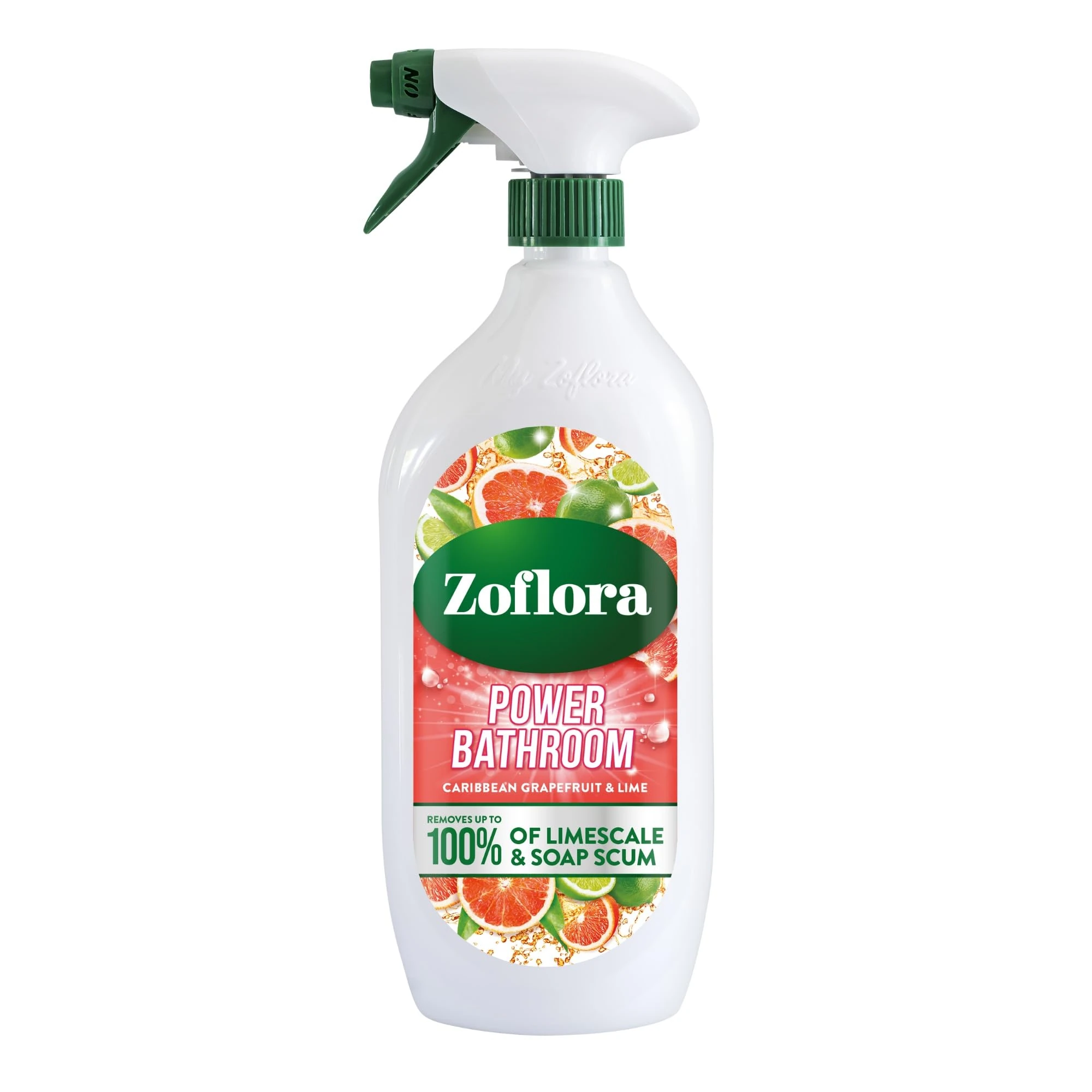 Zoflora Caribbean Grapefruit & Lime Power Bathroom Cleaner, 1 x 800ml, Removes Soap Scum & Limescale, Antibacterial Multi-Surface Bathroom Spray, Kills 99.9% of Bacteria & Viruses