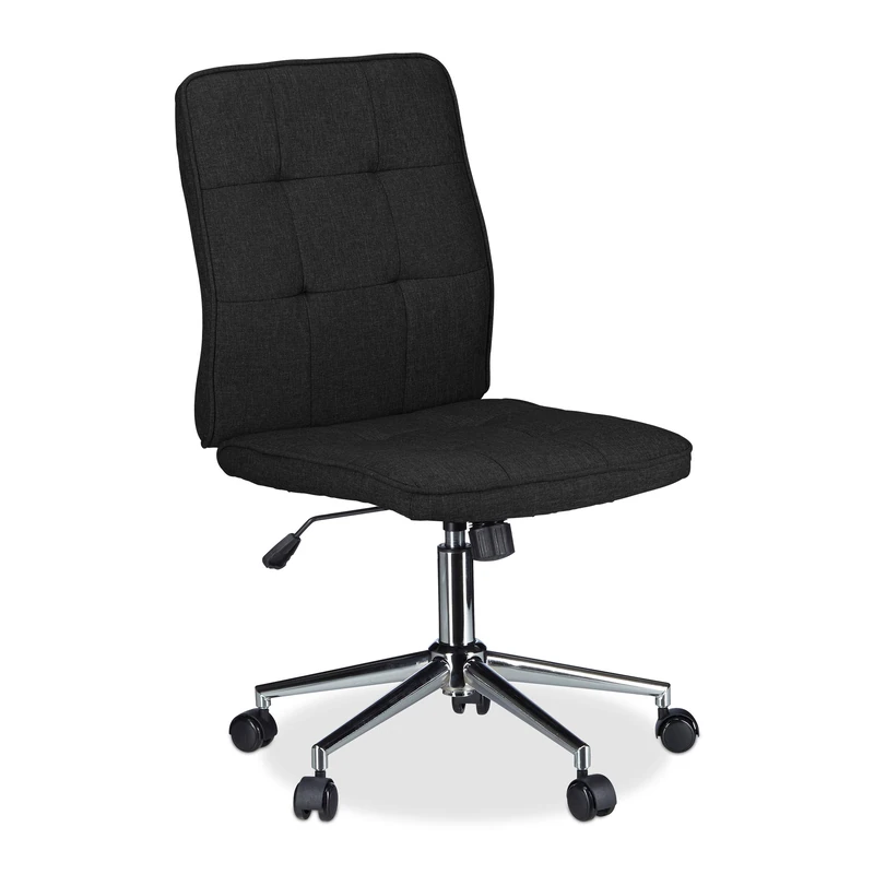 Relaxdays Office Desk Chair, Height-Adjustable Swivel Chair, Comfortable, 120 kg Capacity, HWD: 104 x 60 x 60 cm, Black
