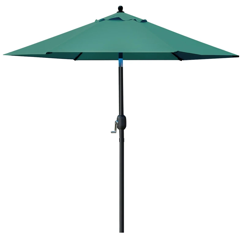 Sunnyglade 19 cm Patio Umbrella Outdoor Table Market Umbrella with Push Button Tilt Crank 6 Ribs Dark Green