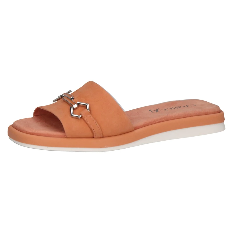CAPRICE Women's Leather Mules with Footbed, Orange (Orange Suede), 5 UK