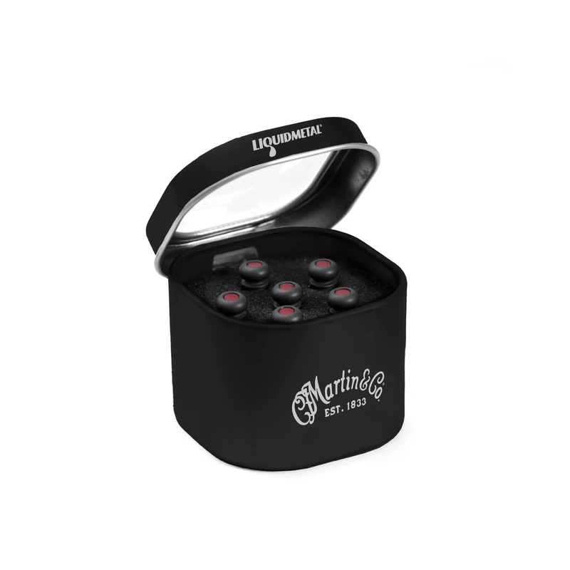 C.F Martin Bridge Pins - Liquid Metal - Grey/Red Inlay - 6 Tin