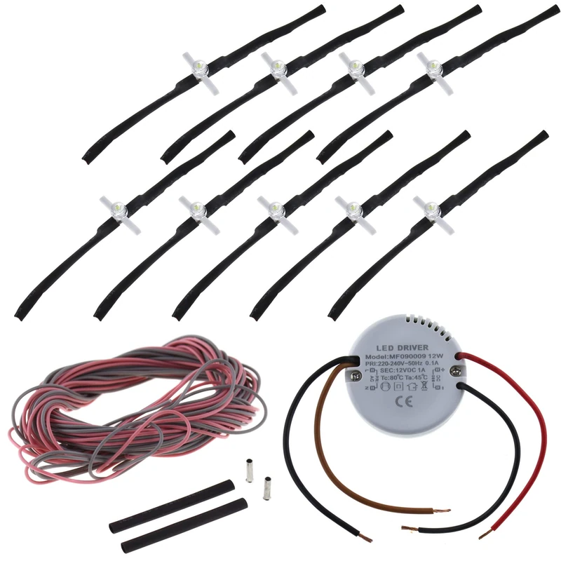 Cross Grout Set of 9 Warm White 9 x LED Tiles Including Power Supply - Cross LED Joints - Image 1
