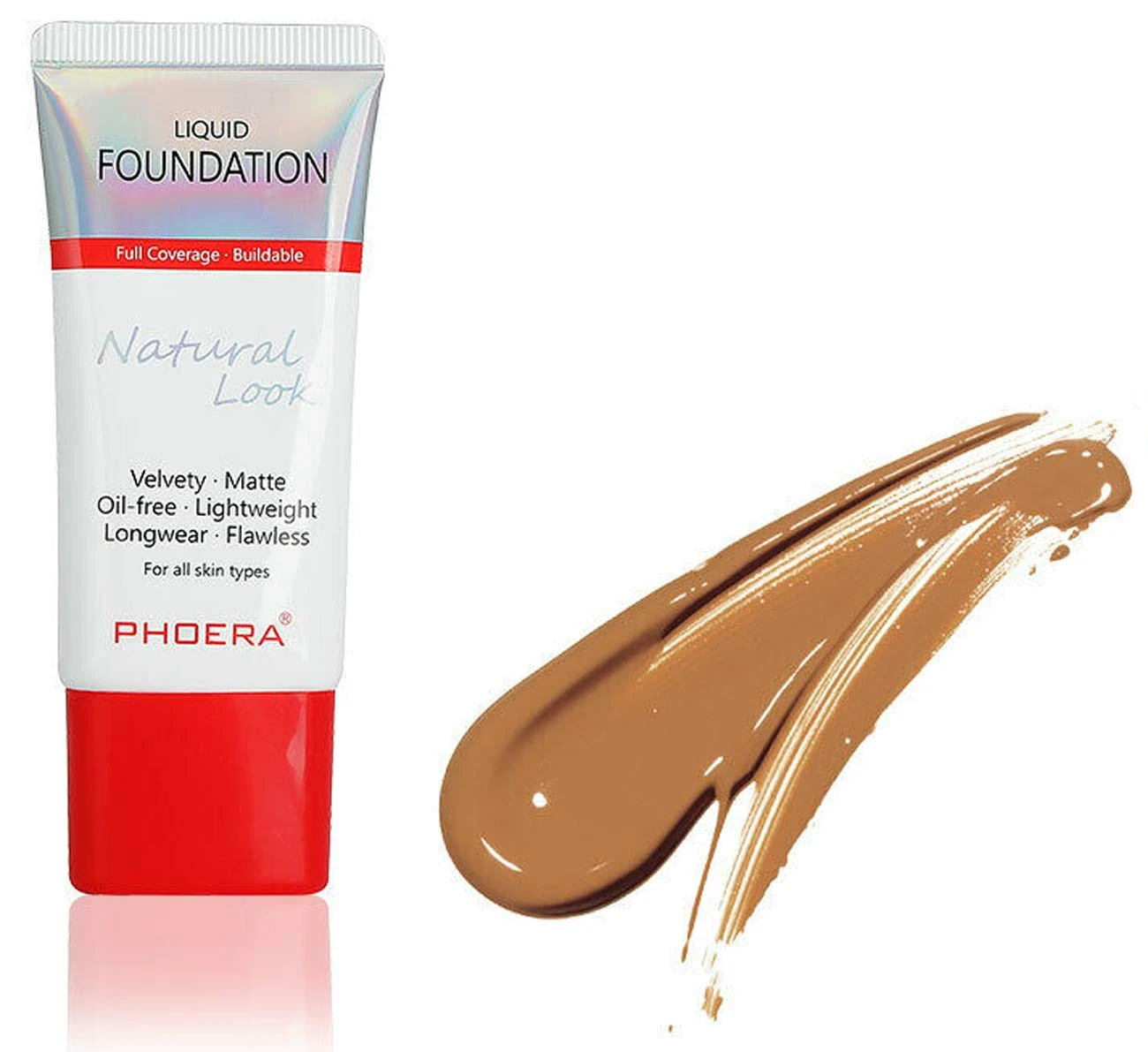 AQUAPURITY PHOERA Full Coverage Foundation New Formula SPF 25 Waterproof Long Lasting Oil Free Velvet Matte Liquid Foundation for Oily Skin Flawless Makeup Base Cream Concealer (106 WARM SUN)