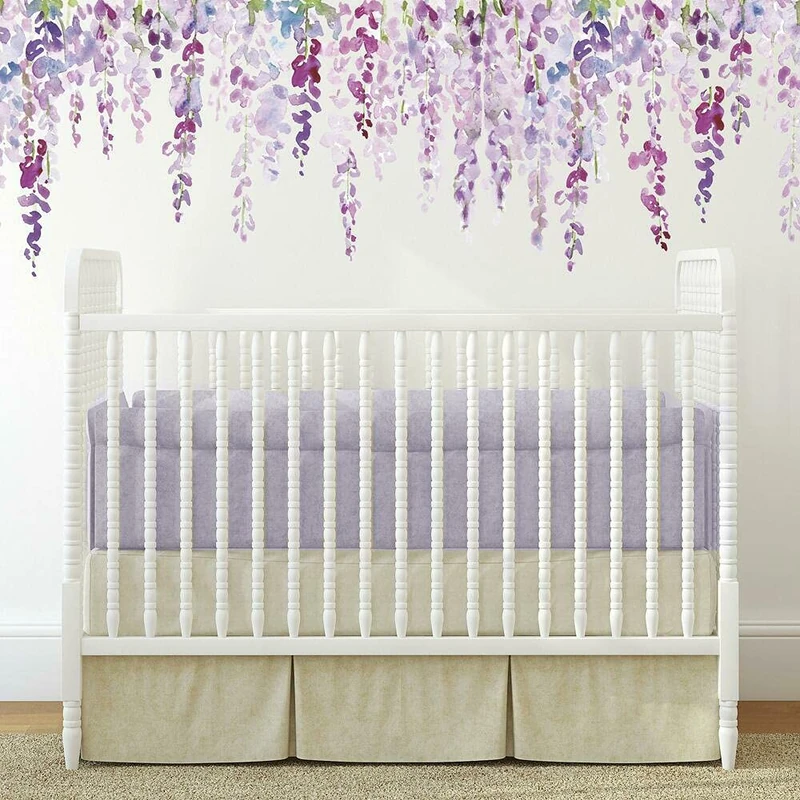 RoomMates Watercolor Wisteria Purple Peel and Stick Giant Wall Decals