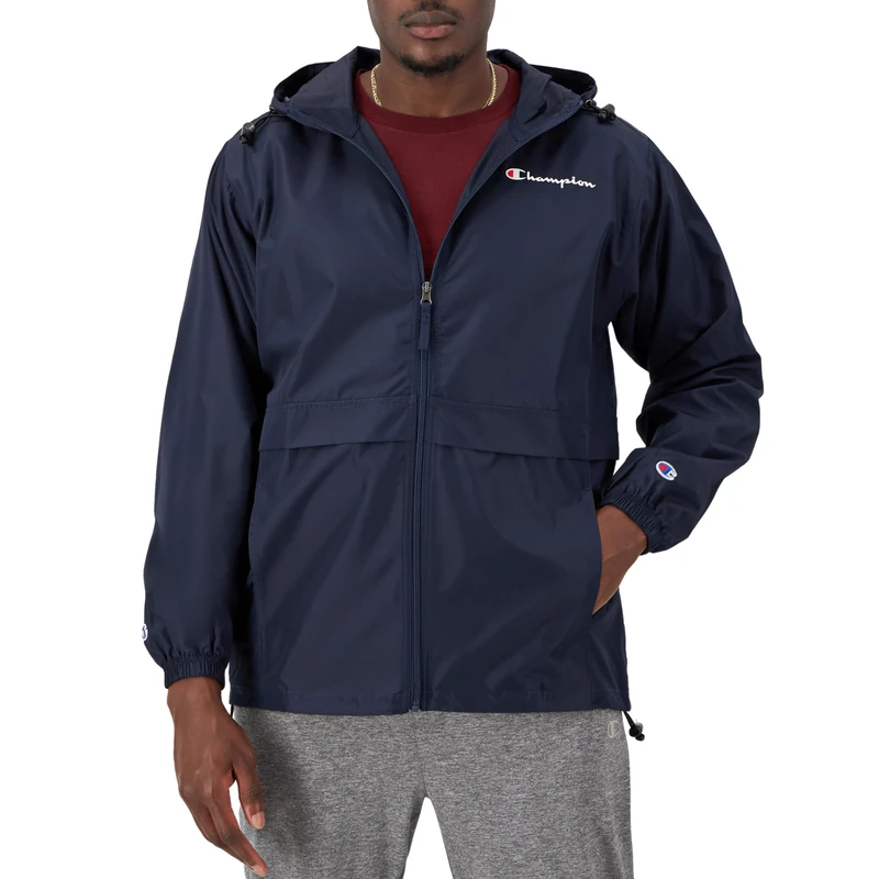 Champion Men's Full Zip Jacket, Navy Small Script, M