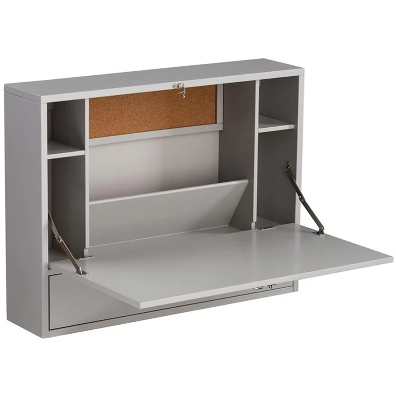 Southern Enterprises Wall Mount Folding Laptop Desk, Gray - Image 1