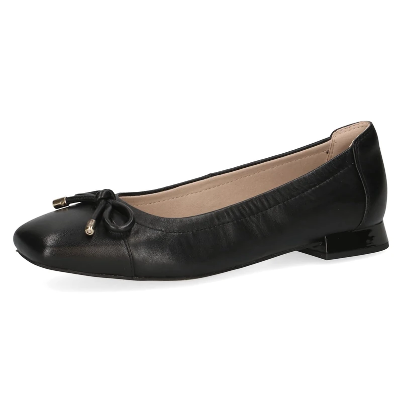 CAPRICE Women Ballet Flats Leather with Block Heel, Black (Black Nappa), 6 UK - Image 1