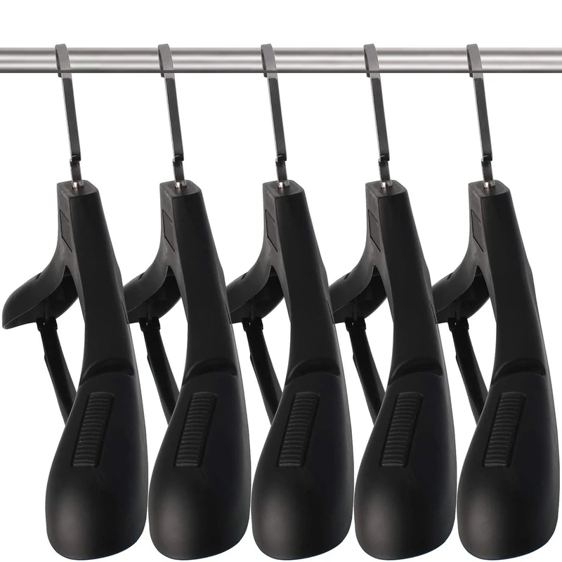 SAN RONG Plastic Extra Wide Suit Hangers, Pack of 15, Width: 17.7",Notched Shoulders & Swivel Hooks, Black