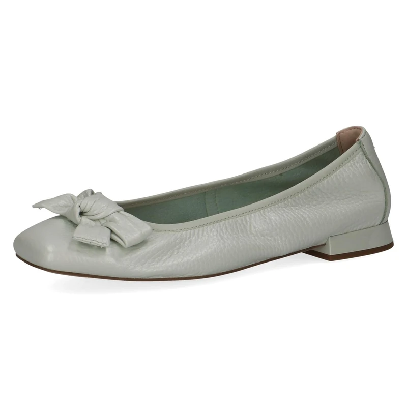 CAPRICE Women Ballet Flats Leather with Block Heel, Gray (Mint Perl.Deer), 6 UK