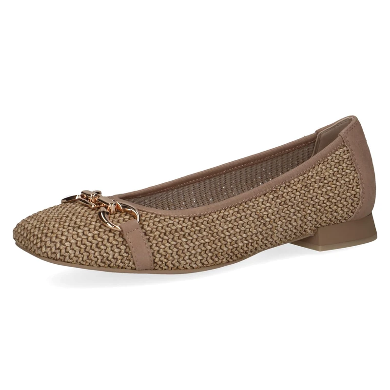 CAPRICE Women Ballet Flats Raffia Elegant, Brown (Bark Comb), 6 UK