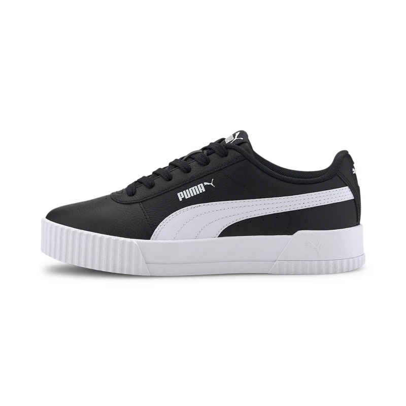 PUMA Women's Carina L Sneaker, Black Black White White, 4 UK