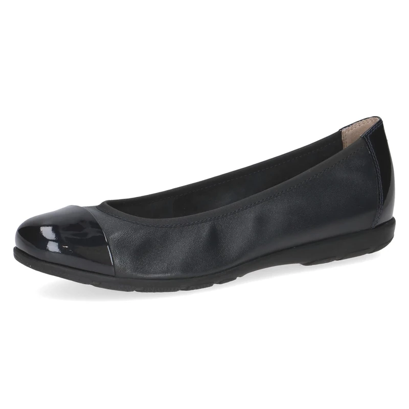 Caprice Women Ballet Flats Leather with Patent Finish, Blue (Ocean Comb), 4 UK