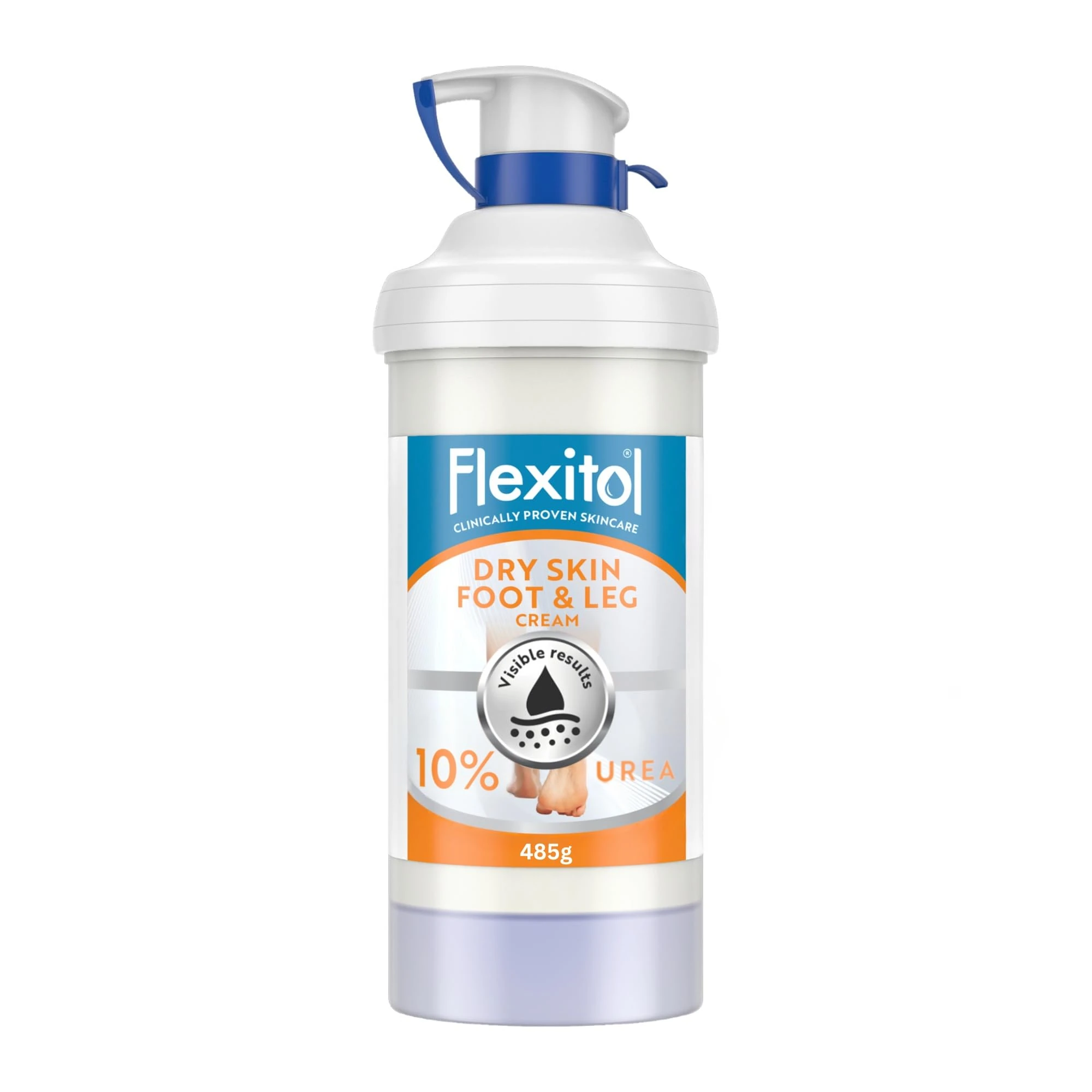 Flexitol Dry Skin Foot & Leg Cream, Clinically Proven to Hydrate Feet and Legs, Quick Absorbing Foot Care, 48H Hydration, Hydrate, Soften, and Moisturise Very Dry Feet and Legs, 10% Urea, 1 x 485g