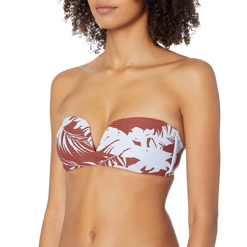 Seafolly Women's Wild Tropics Bandeau Bra Bikini Top Not Applicable, Brown (Amber Amber), 30B (Manufacturer Size: 8)