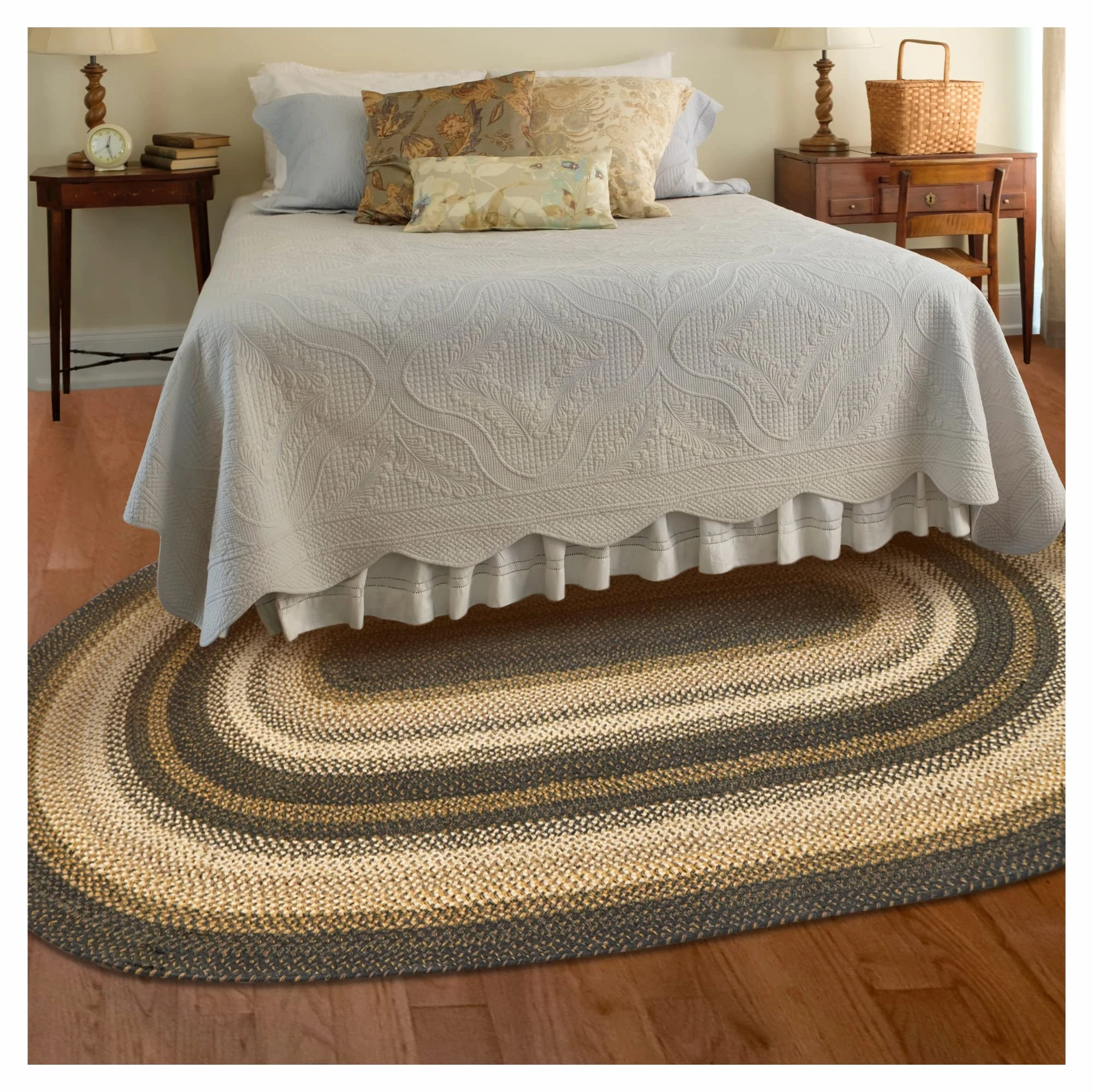 Homespice Kilimanjaro Black Jute Braided Oval Rug - 4x6' for Living, Bedroom & Dining Rooms. Pet-Friendly, Farmhouse, Rustic, Vintage, Boho Style