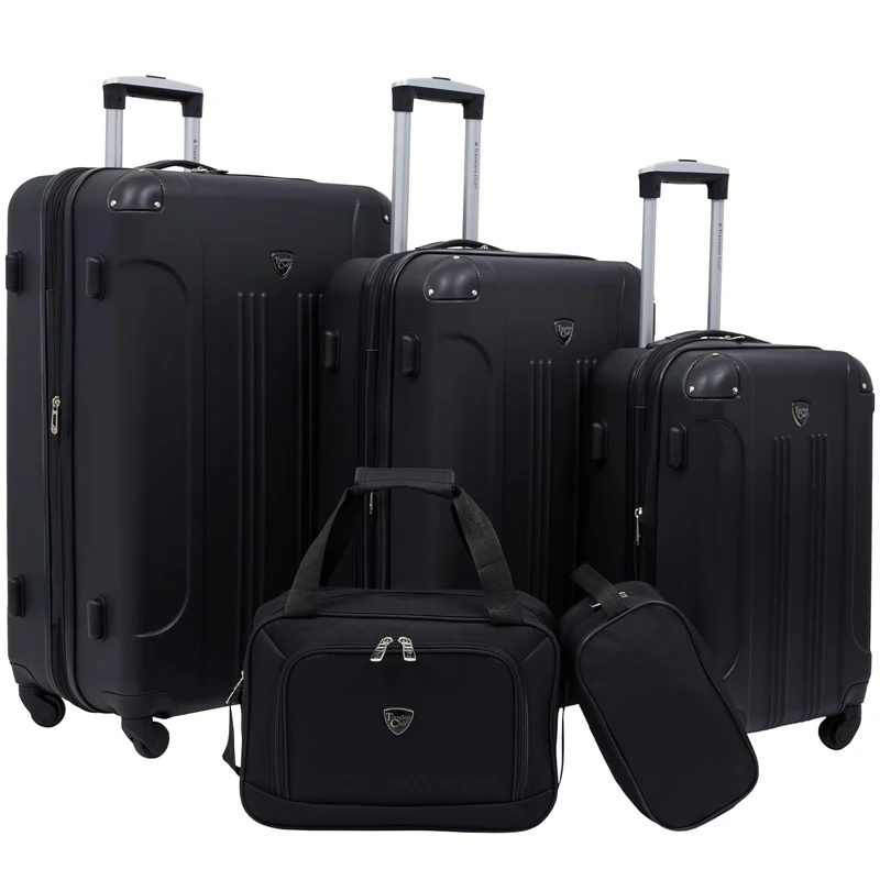 Travelers Club Chicago Hardside Expandable Spinner Luggages, Black, 5 Piece Set, Chicago Hardside Expandable Spinner Luggage