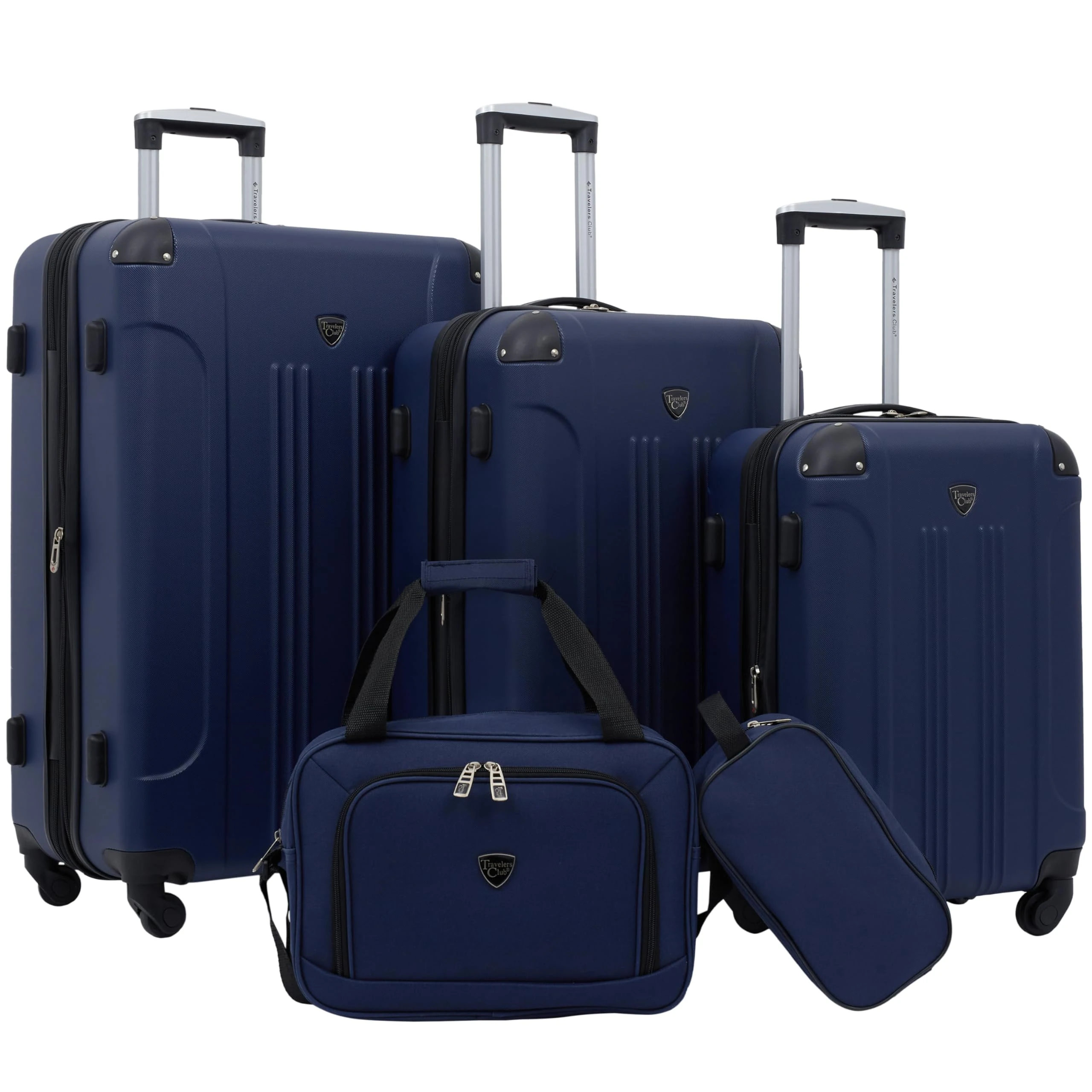 Travelers Club Chicago Hardside Expandable Spinner Luggages, Navy Blue, 5 Piece Set, Chicago Hardside Expandable Spinner Luggage