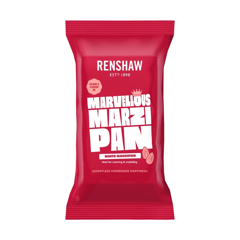 RENSHAW Ready Rolled White Marzipan Disc For 8” Cake, Marzipan for Cakes, Ready Rolled Marzipan - WHITE 500g