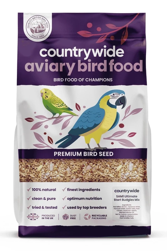 Countrywide SAM1 Ultimate Start Budgie Seed Mix 20kg - Premium Quality Food For Baby Budgerigars - Soft High Protein Budgie Seeds
