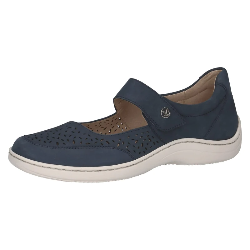 CAPRICE Comfort Women's Leather Ballet Flats with Strap, Blue (Ocean Nubuc), 6 UK - Image 1