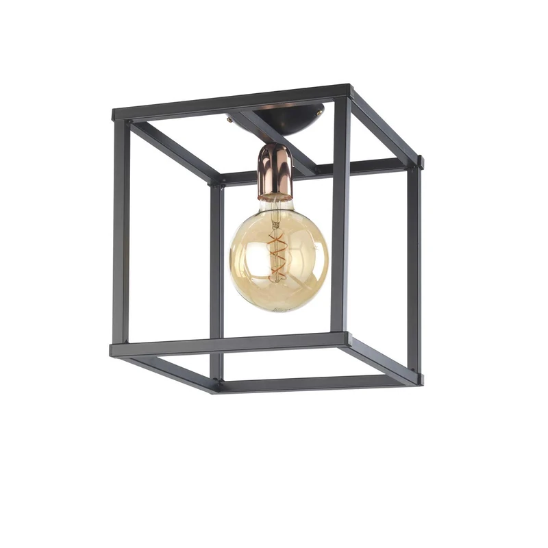ONLI Urban Floki Style Ceiling Light in Black Metal and Copper Lamp Holder - Image 1