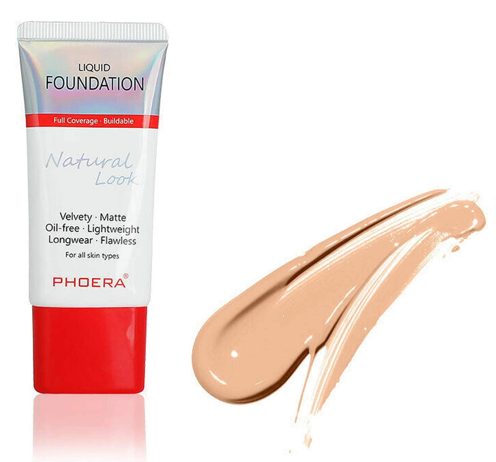 AQUAPURITY PHOERA Full Coverage Foundation New Formula Waterproof Long Lasting Oil Free Velvet Matte Liquid Foundation for Oily Skin Flawless Makeup Base Cream Concealer (103 Warm Peach…)