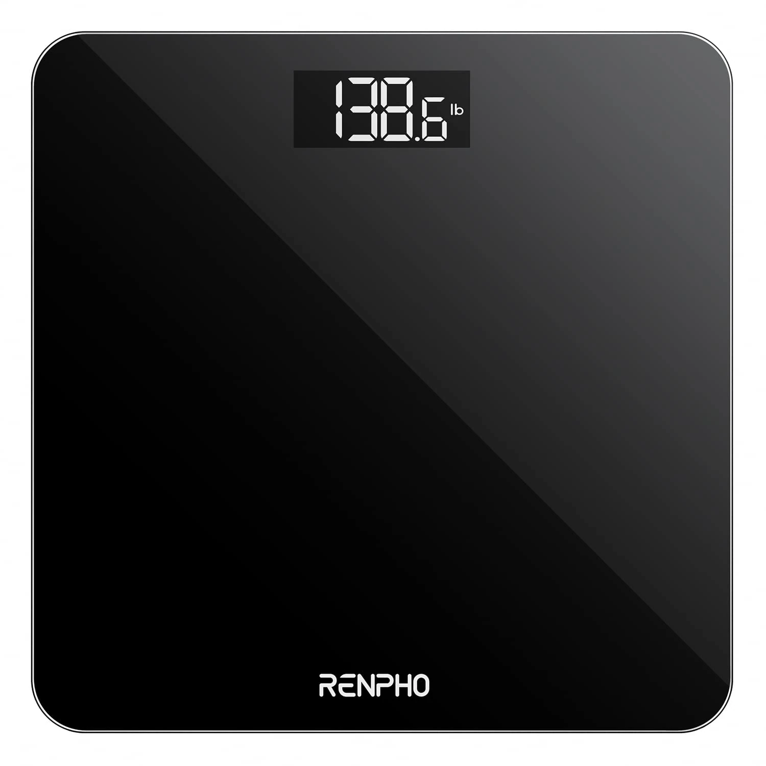 RENPHO Weighing Scales for Body Weight, Bathroom Scales with High Precision Sensors, Accurate Digital Weight Scale for People, LED Display, Step-On, Black, Core 1S (Stone/Kgs/Lbs)