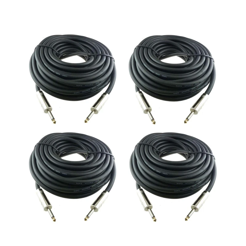 Yoico 4Pcs 25 Feet Professional 1/4" to 1/4" Speaker Cables, 25 ft 12 Gauge 1/4 Male Inch Audio Amplifier Connection Heavy Duty Cord Wire