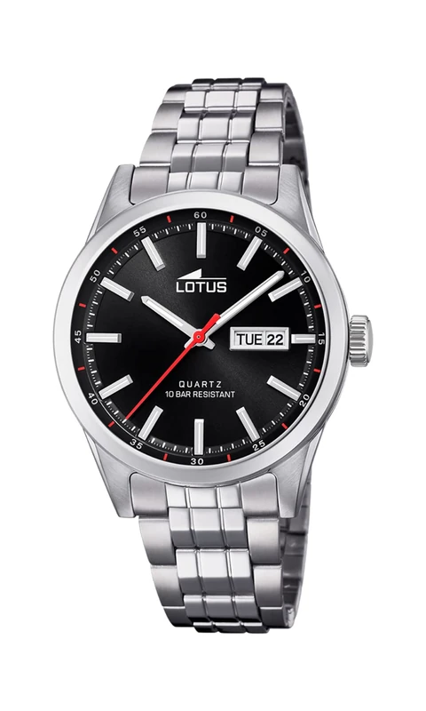 Lotus 18670/4 Men's Analogue Quartz Watch with Stainless Steel Strap, Silver/Black, groß, Bracelet