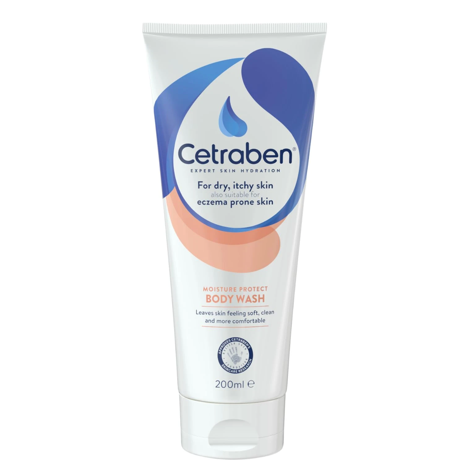 Cetraben Moisture Protect Body Wash, Gentle and Non-Drying Formula, Locks in Moisture, Leaves Skin Soft, Clean and More Comfortable, Avoid Irritation, For Use in the Shower or Bath, 1 x 200ml