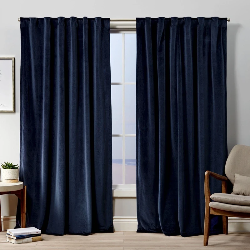 Exclusive Home Curtains Curtain Panel, Polyester, Navy, 52x84