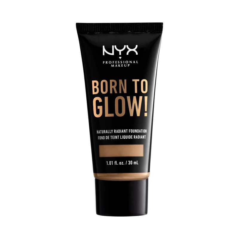 NYX Professional Makeup Born to Glow Radiant Foundation, Iridescent Finish, Buildable Medium Coverage, Vegan Formula, Shade: Caramel