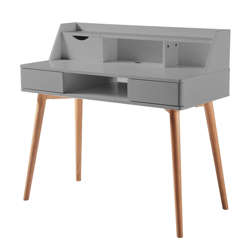 VERSANORA Teamson Home Creativo Wooden Writing Desk with Storage, Light Grey/Natural VNF-00045LG