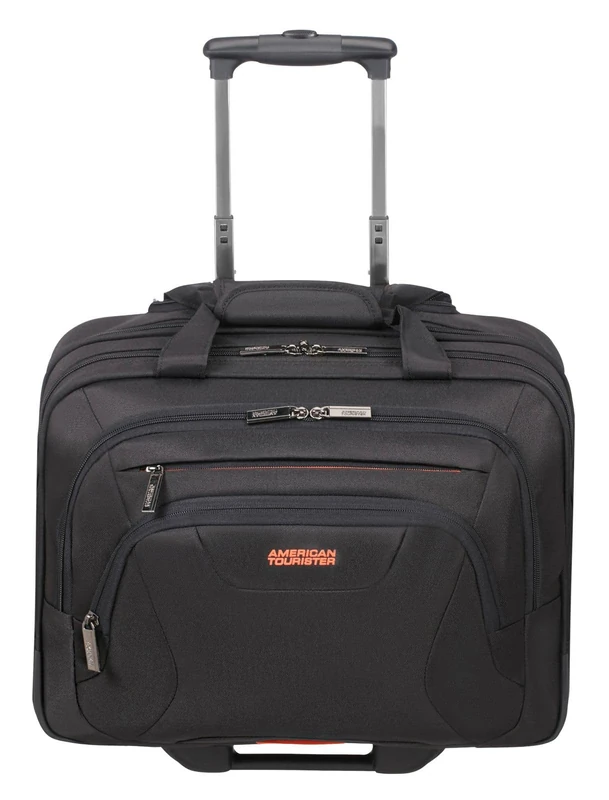American Tourister AT Work - 15.6 inch laptop bag with wheels, 44 cm, 22 L, black/orange (black/orange)