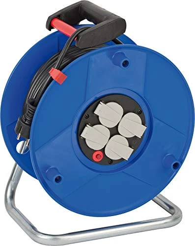 Brennenstuhl Garant 25m Cable Winder with 4 Outlets with Child Lock and Protective Caps (for Home and Indoor Use, Child Protection, Made in Germany)