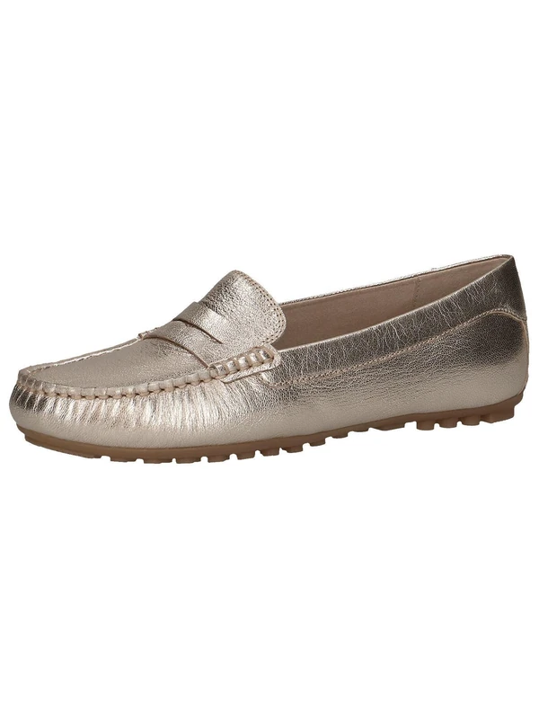 CAPRICE Women's Leather Moccasins Elegant, Metallic (Platin Metal.), 7.5 UK