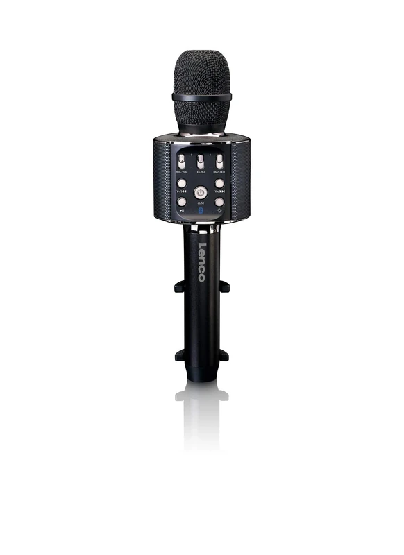 Lenco BMC-090 - Karaoke microphone - Bluetooth V4.2 - With smartphone holder - 5 Watt RMS - LED lighting effects - Built-in 1200mAh battery - Android and iOS - black - Image 1