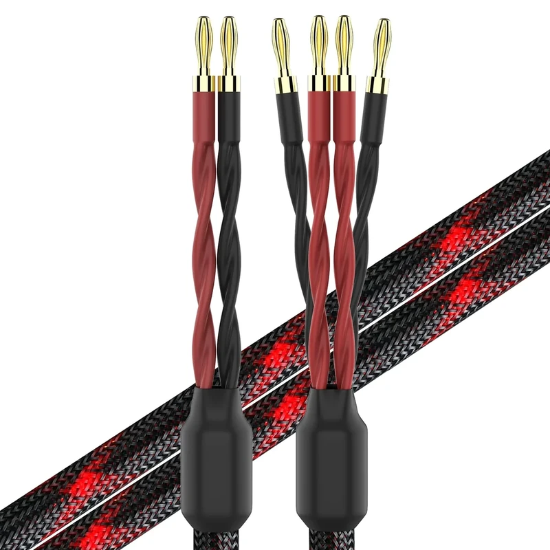 k4B-2B Bi-Wire Speaker Cable (2 Banana Plugs - 4 Banana Plugs), 1pair Set (Total 12banana Plugs), k4B-2B (4M(13.12ft))