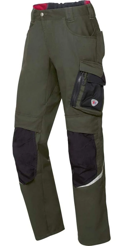 BP 1608-559-74 Bib & Brace, Stretch Braces With Clip Fastenings, 245,00 G/M², Fabric Blend, Mid Green/Black, Size 37/38L