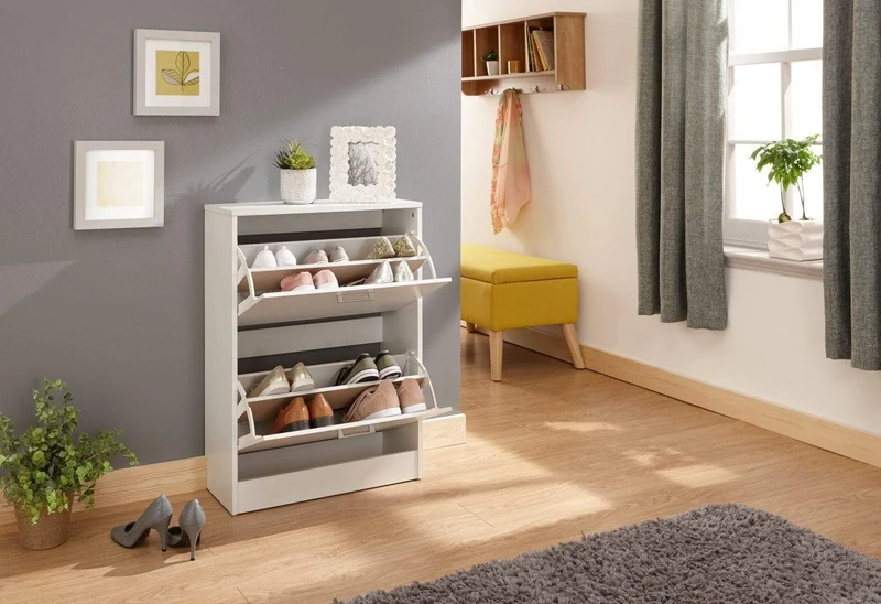 GFW Stirling 2-Tier Shoe Cabinet, White