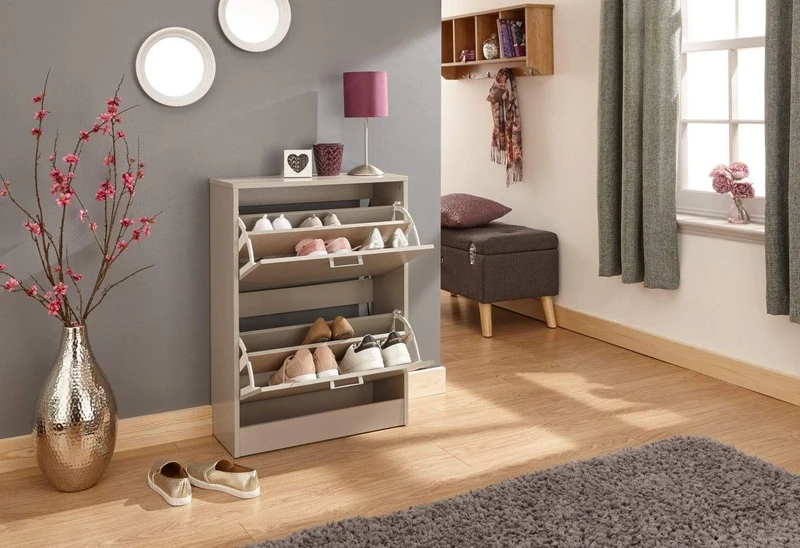 GFW Stirling 2-Tier Shoe Cabinet, Grey