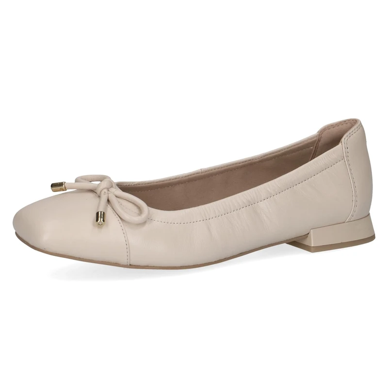 CAPRICE Women Ballet Flats Leather with Block Heel, Cream (Cream Perlato), 7.5 UK
