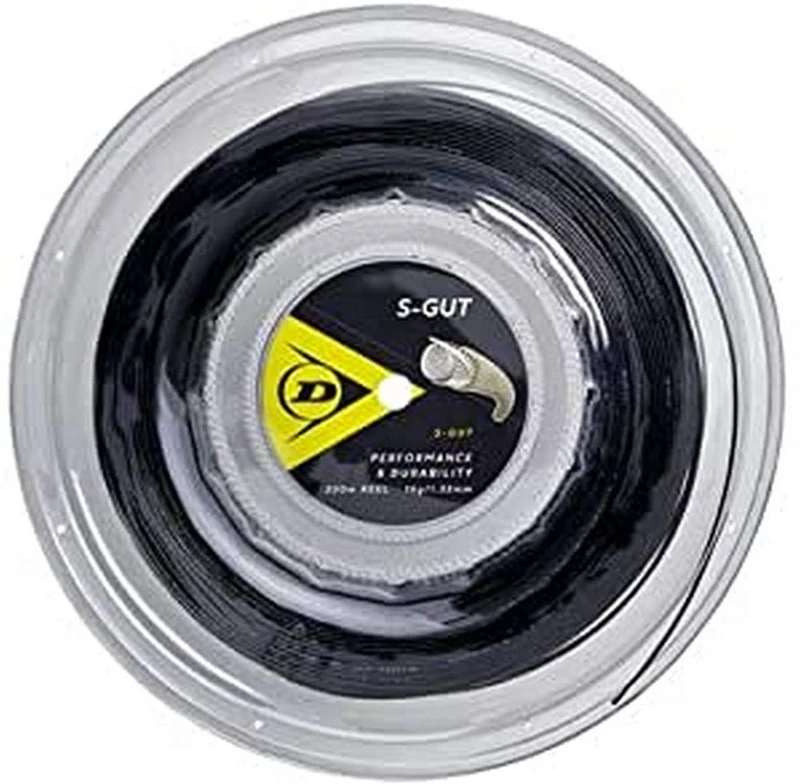DUNLOP Unisex 624839 Dunlop Tennis String S Gut Black 200 m Reel Set 132 mm, Black, 16G US UK