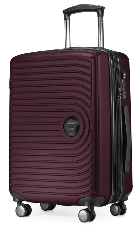 Hauptstadtkoffer - MITTE - Hand Luggage, Cabin Trolley with Extension, TSA, 4 Double Wheels, 55 cm, 55 liters, Burgundy