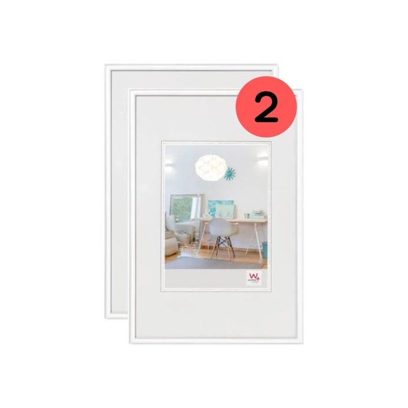 walther Design Picture Frame White 42 x 59,4 cm (DIN A2) Twin Pack, New Lifestyle Plastic Frame KV426WD