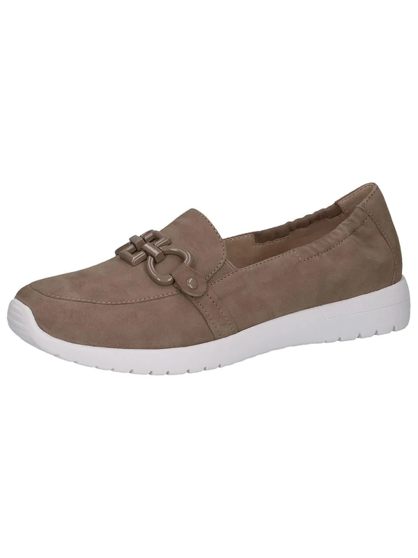CAPRICE Women's Leather Loafers Comfortable, Brown (Mud Suede), 4 UK