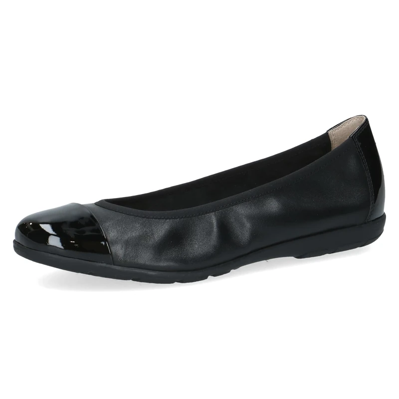 CAPRICE Women Ballet Flats Leather with Patent Finish, Black (Black Comb), 7.5 UK