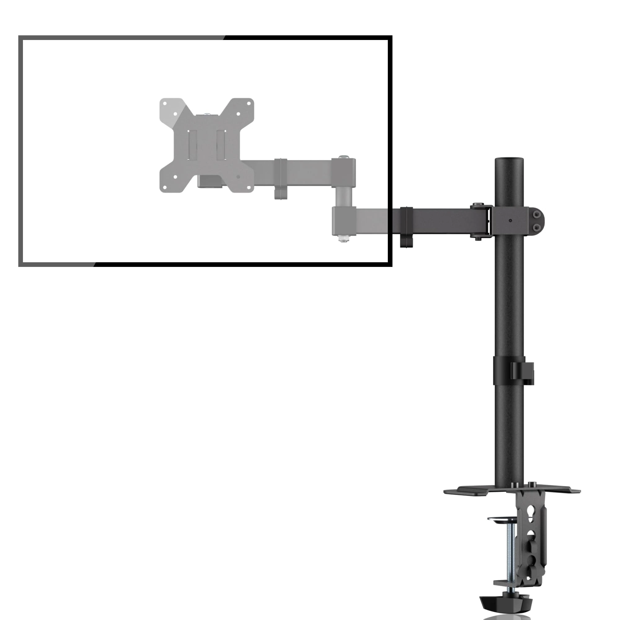 Single Monitor Arm Desk Mount, Max. Load 10kg, Adjustable Mount with Tilt Swivel Rotation for 13-32 inch LCD LED Screens, 2 Mouting Options, Vesa 75x75/100x100mm