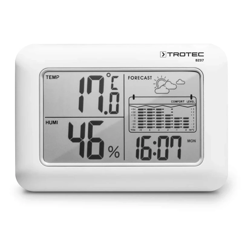 TROTEC BZ07 Temperature Hygrometer & Weather Station with LED Display, Time Trend Indication, Temperature in Celsius or Fahrenheit - Image 1